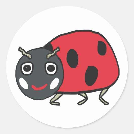 Ladybird Ladybug Ronde Sticker (Voorkant)