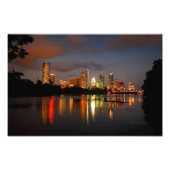 Ladybird Lake Austin Texas Night Skyline Foto Afdruk (Voorkant)