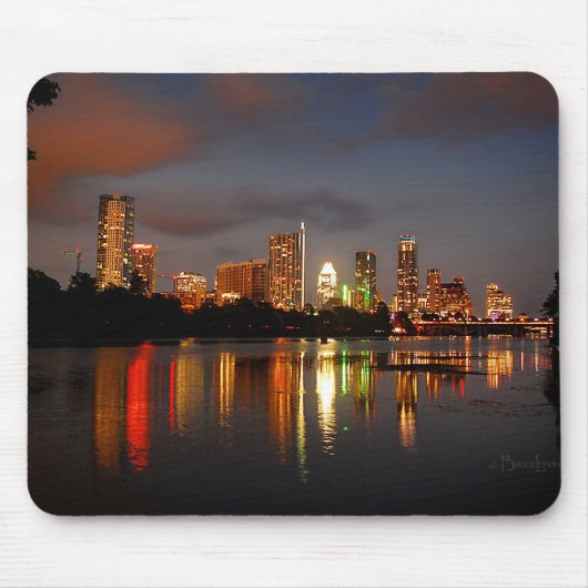 Ladybird Lake Austin Texas Night Skyline Muismat (Voorkant)