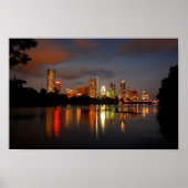 Ladybird Lake Austin Texas Night Skyline Poster (Voorkant)