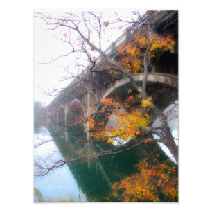 Ladybird Lake Bridge in Herfst - Austin Texas Foto Afdruk