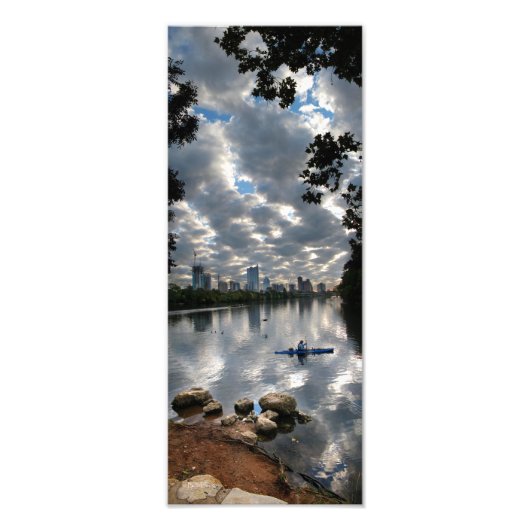 Ladybird Lake Kayak - Skyline - Austin Texas Foto Afdruk (Voorkant)
