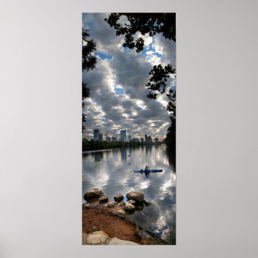 Ladybird Lake Kayak - Skyline - Austin Texas Poster (Voorkant)