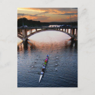 Ladybird Lake Rowing Scull Sunset - Austin Texas Briefkaart