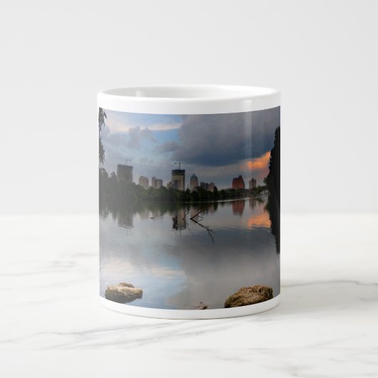 Ladybird Lake Sunrise 1 - Austin Texas Skyline Grote Koffiekop (Voorkant)