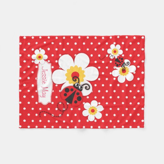Ladybird lieveheersbeestje bloemen grafische rode  fleece deken (Voorkant (Horizontaal))