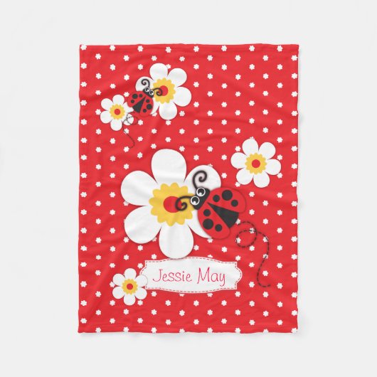 Ladybird lieveheersbeestje bloemen grafische rode  fleece deken (Voorkant)