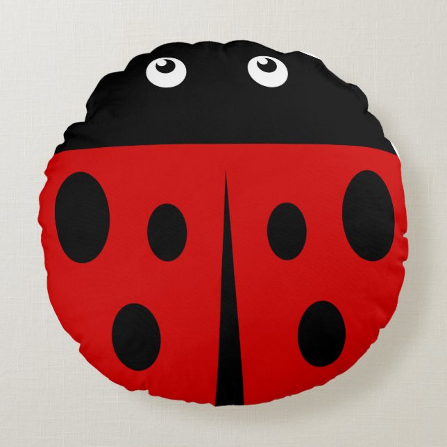 Ladybird Rond Kussen (Voorkant)