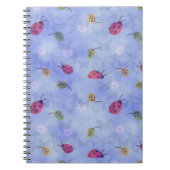 Ladybirds and Falling Leaves Blue Pattern Notitieboek (Voorkant)
