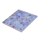 Ladybirds and Falling Leaves Blue Pattern Tegeltje (Zijkant)