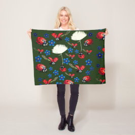 Ladybirds Blauwe bloemen Fleece Deken
