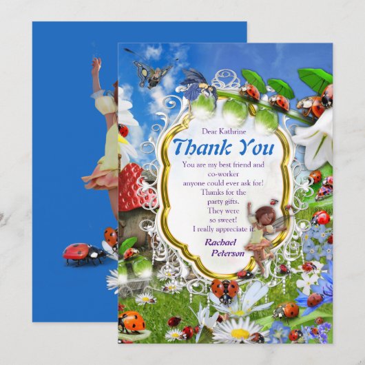 LADYBIRDS EN BUTTERFLIES BEDANKKAART (Voorkant / Achterkant)