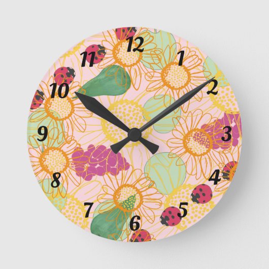 Ladybirds & Fruit Garden Wall Clock Ronde Klok (Voorkant)