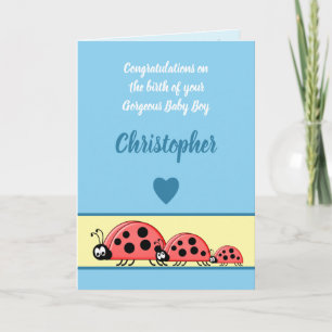 Ladybirds nieuwe baby gefeliciteerd blauw kaart
