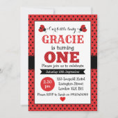 ladybug 1e verjaardag meisjes uitnodiging (Voorkant)