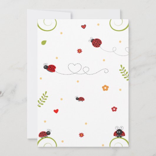 Ladybug 1e verjaardagsuitnodiging Meisjesliefhebst Kaart (Achterkant)