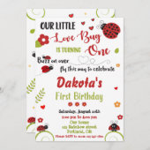 Ladybug 1e verjaardagsuitnodiging Meisjesliefhebst Kaart (Voorkant / Achterkant)