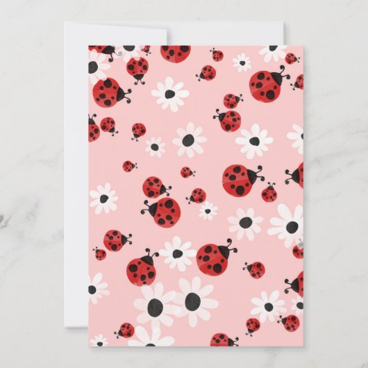 Ladybug 1st Baby Girl Birthday Invitation Kaart (Achterkant)