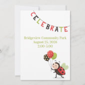  Ladybug 1st Birthday Floral Kaart (Achterkant)