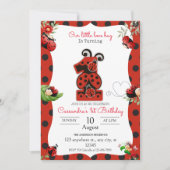 Ladybug 1st Birthday Party Invitation Kaart (Voorkant)
