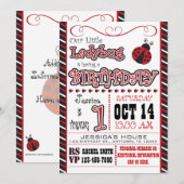 Ladybug 1st Birthday-uitnodigingen Kaart (Voorkant / Achterkant)