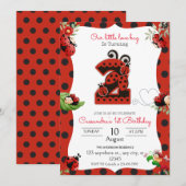 Ladybug 2e Birthday Party Invitation Kaart (Voorkant / Achterkant)