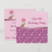 Ladybug 5th Birthday Party Roze Uitnodiging (Voorkant / Achterkant)