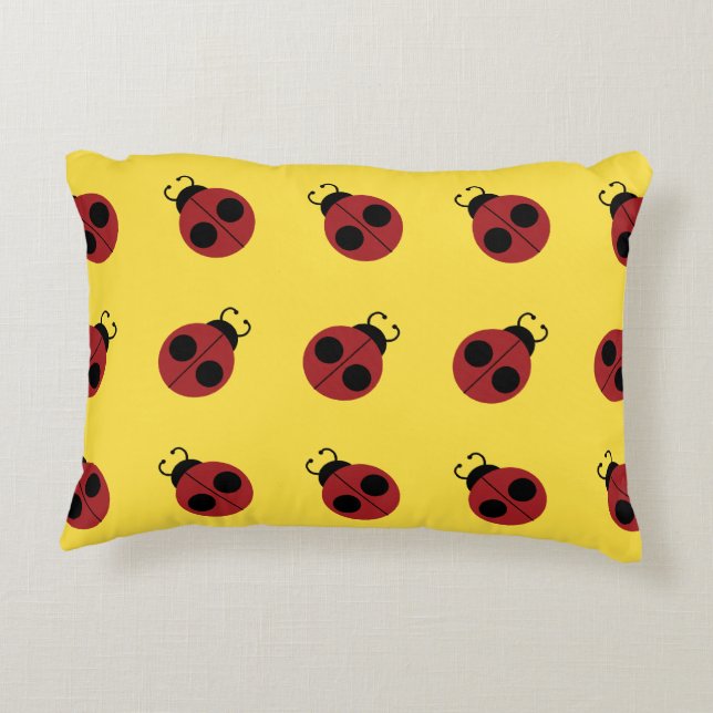 Ladybug 60s retro cool red yellow accent kussen (Achterkant)
