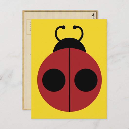 Ladybug 60s retro cool red yellow briefkaart (Voorkant / Achterkant)