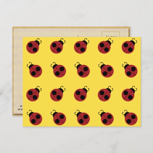Ladybug 60s retro cool red yellow briefkaart (Voorkant / Achterkant)