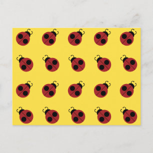 Ladybug 60s retro cool red yellow briefkaart