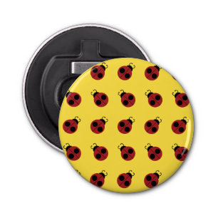 Ladybug 60s retro cool red yellow button flesopener