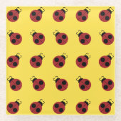 Ladybug 60s retro cool red yellow glazen onderzetter (Voorkant)
