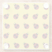 Ladybug 60s retro cool red yellow glazen onderzetter (Achterkant)