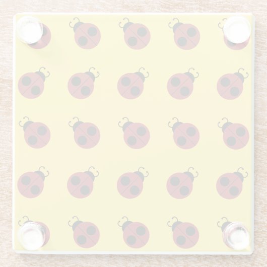 Ladybug 60s retro cool red yellow glazen onderzetter (Achterkant)