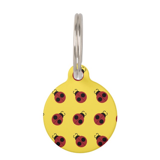 Ladybug 60s retro cool red yellow huisdierpenning (Voorkant)
