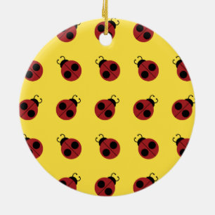 Ladybug 60s retro cool red yellow keramisch ornament