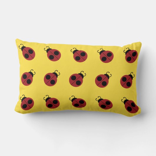 Ladybug 60s retro cool red yellow kussen (Achterkant)