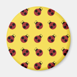 Ladybug 60s retro cool red yellow magneet