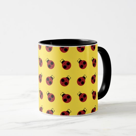 Ladybug 60s retro cool red yellow mok (Voorkant rechts)