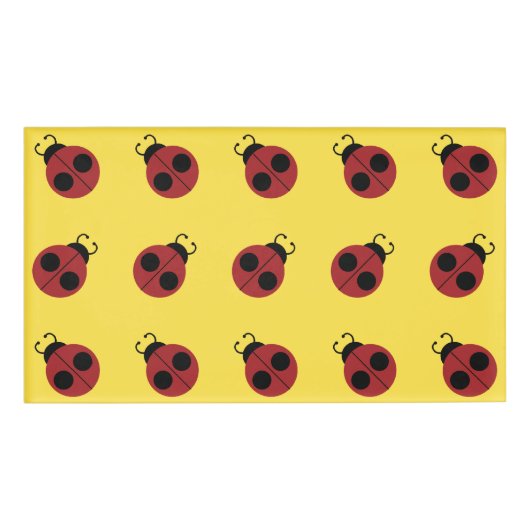 Ladybug 60s retro cool red yellow naambadge (Voorkant)