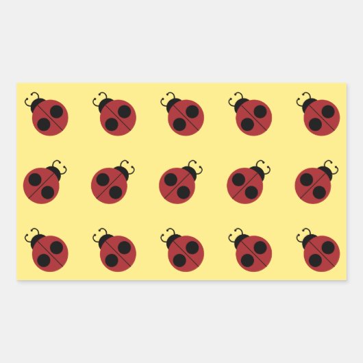 Ladybug 60s retro cool red yellow rechthoekige sticker (Voorkant)