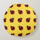 Ladybug 60s retro cool red yellow rond kussen (Voorkant)