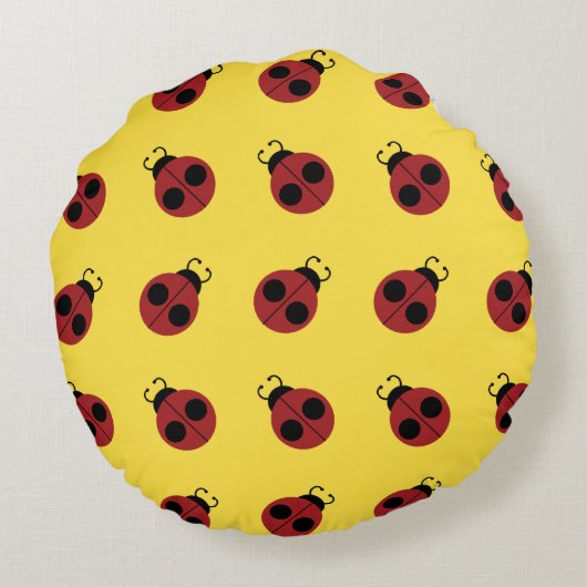 Ladybug 60s retro cool red yellow rond kussen (Achterkant)