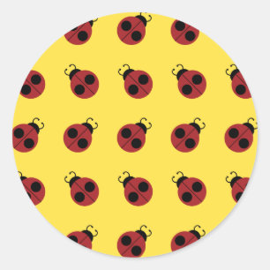 Ladybug 60s retro cool red yellow ronde sticker