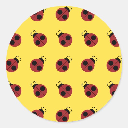 Ladybug 60s retro cool red yellow ronde sticker (Voorkant)