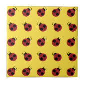 Ladybug 60s retro cool red yellow tegeltje (Voorkant)