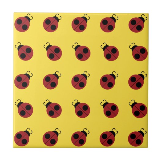 Ladybug 60s retro cool red yellow tegeltje (Voorkant)