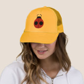 Ladybug 60s retro cool red yellow trucker pet (In situ)