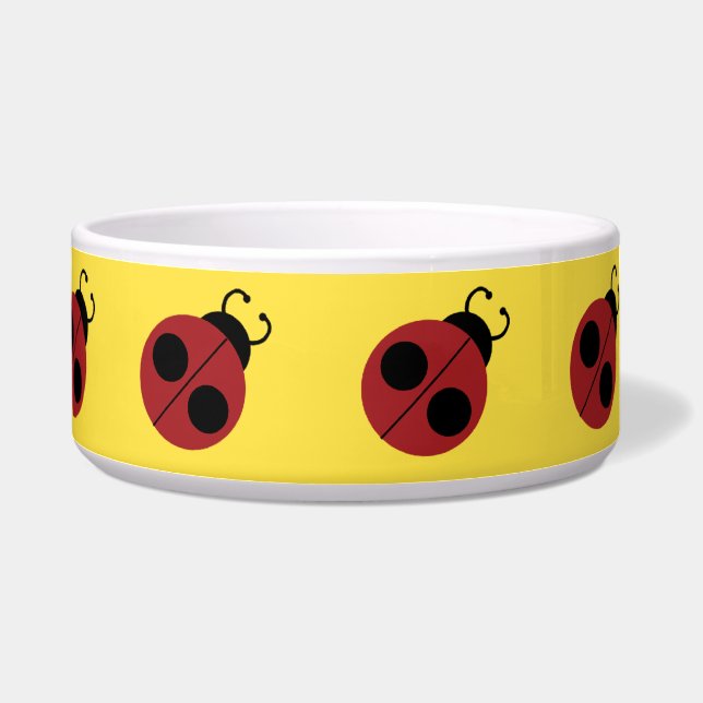 Ladybug 60s retro cool red yellow voerbakje (Links)